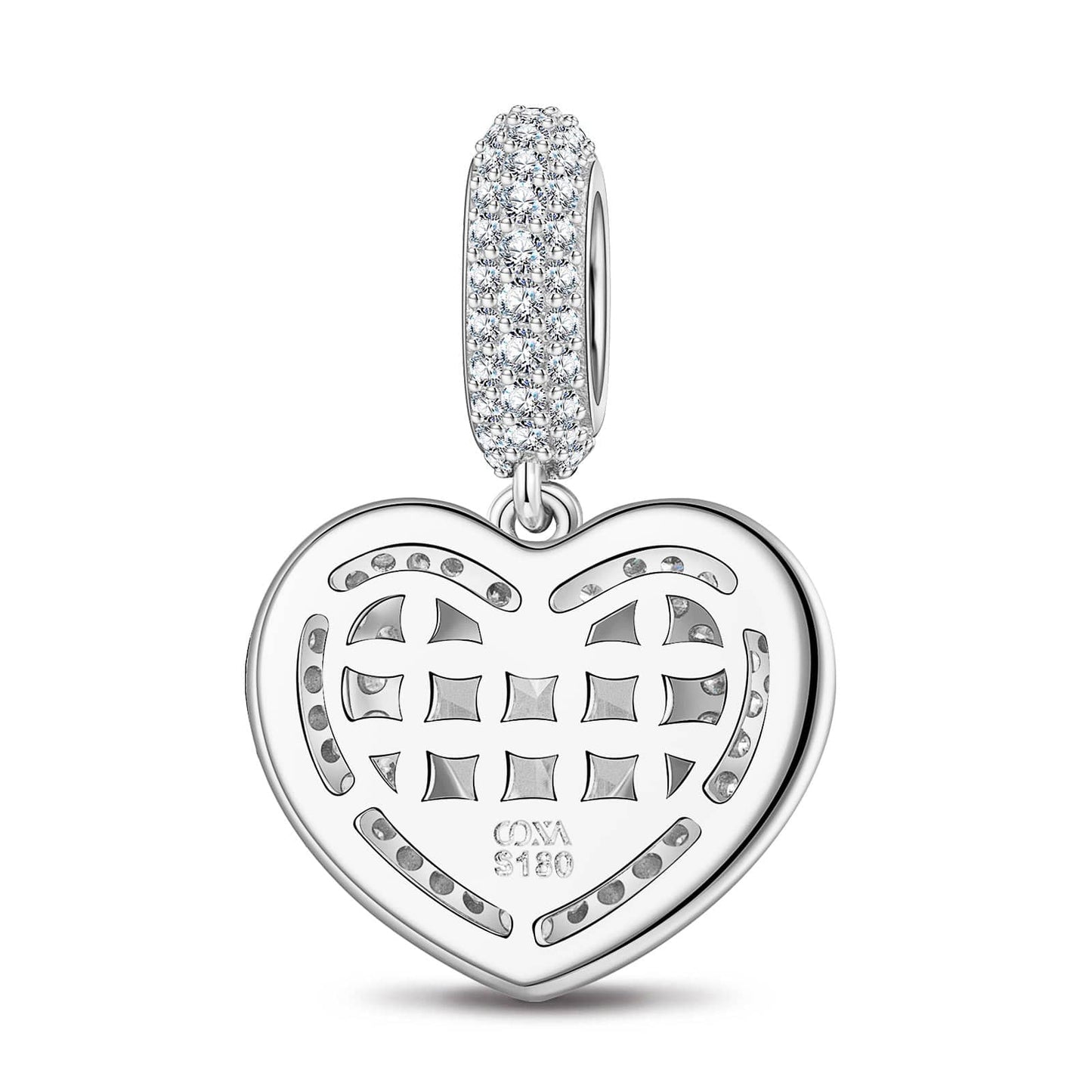 Ocean Heart Tarnish-resistant Silver Dangle Charms In White Gold Plated