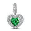 Emerald Heart Tarnish-resistant Silver Dangle Charms In White Gold Plated