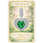 Emerald Heart Tarnish-resistant Silver Dangle Charms In White Gold Plated