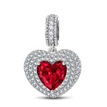 Ruby Flames Tarnish-resistant Silver Dangle Charms In White Gold Plated