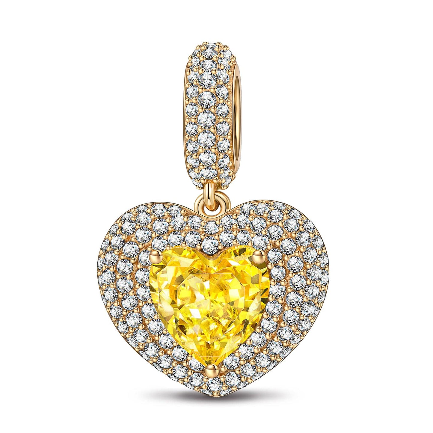 Golden Heart Tarnish-resistant Silver Dangle Charms In 14K Gold Plated