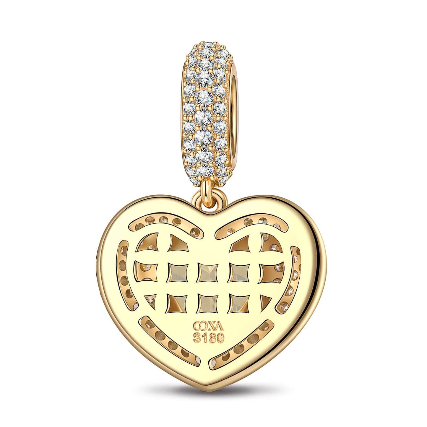 Golden Heart Tarnish-resistant Silver Dangle Charms In 14K Gold Plated