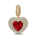 Ruby Flames Tarnish-resistant Silver Dangle Charms In 14K Gold Plated