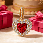 Ruby Flames Tarnish-resistant Silver Dangle Charms In 14K Gold Plated
