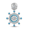 Rudder and Anchor Tarnish-resistant Silver Dangle Charms With Enamel In White Gold Plated