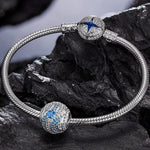 Blue Soft Waves Tarnish-resistant Silver Charms In White Gold Plated
