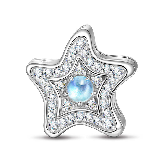 gon- Moonstone Starfish Tarnish-resistant Silver Charms In White Gold Plated