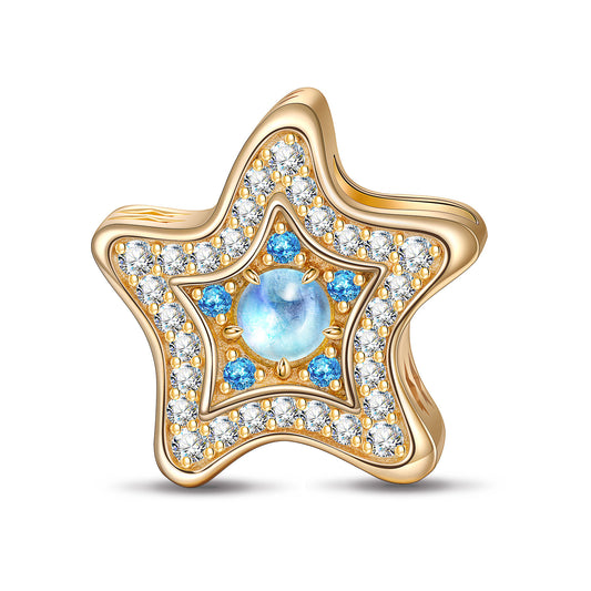 gon- Moonstone Starfish Tarnish-resistant Silver Charms In 14K Gold Plated