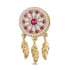 Colorful Dreamcatcher Tarnish-resistant Silver Dangle Charms In 14K Gold Plated