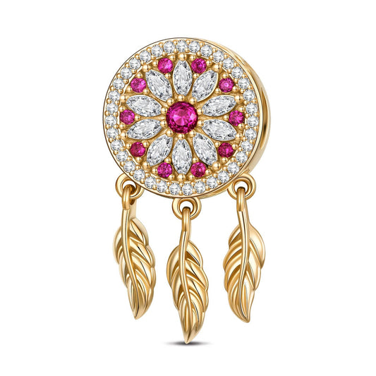 gon- Colorful Dreamcatcher Tarnish-resistant Silver Dangle Charms In 14K Gold Plated