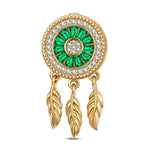 Mystical Dreamcatcher Tarnish-resistant Silver Dangle Charms In 14K Gold Plated