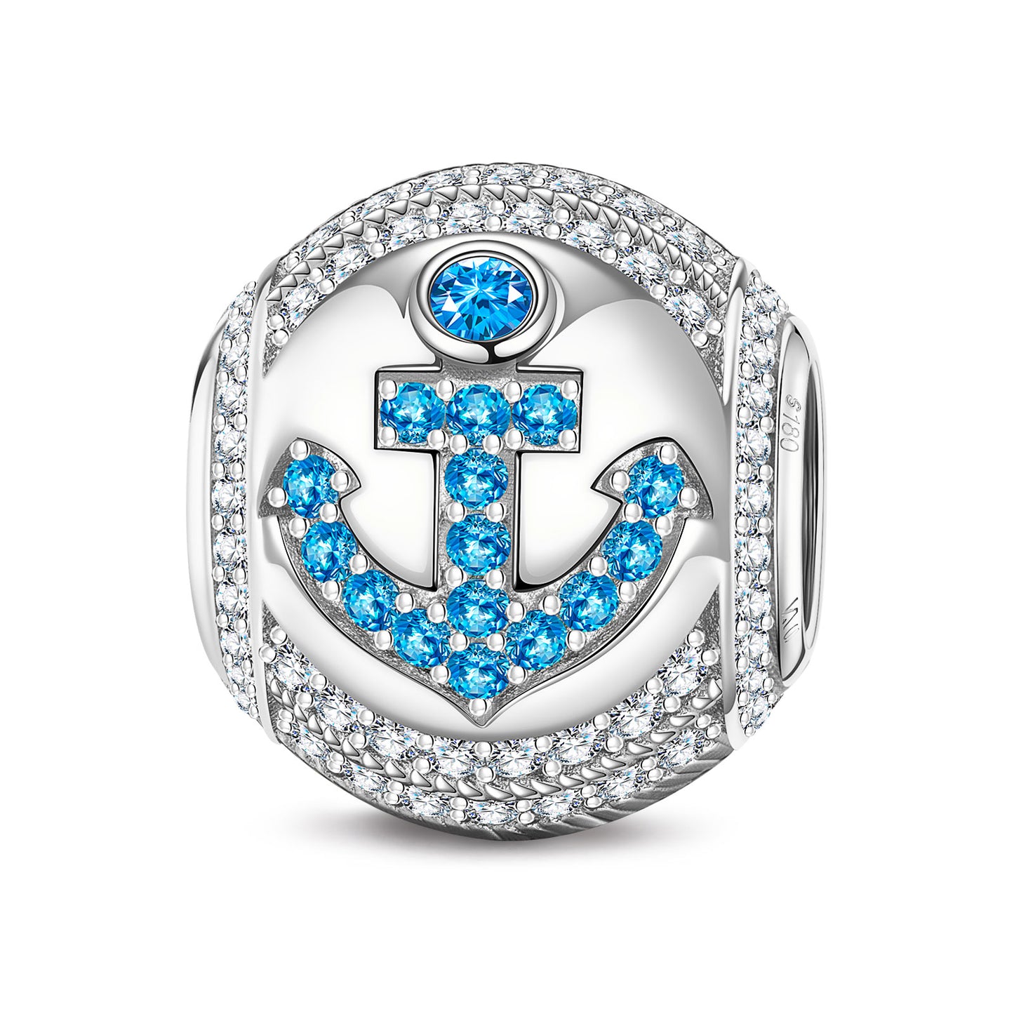 Moonlit Anchor Tarnish-resistant Silver Charms In White Gold Plated