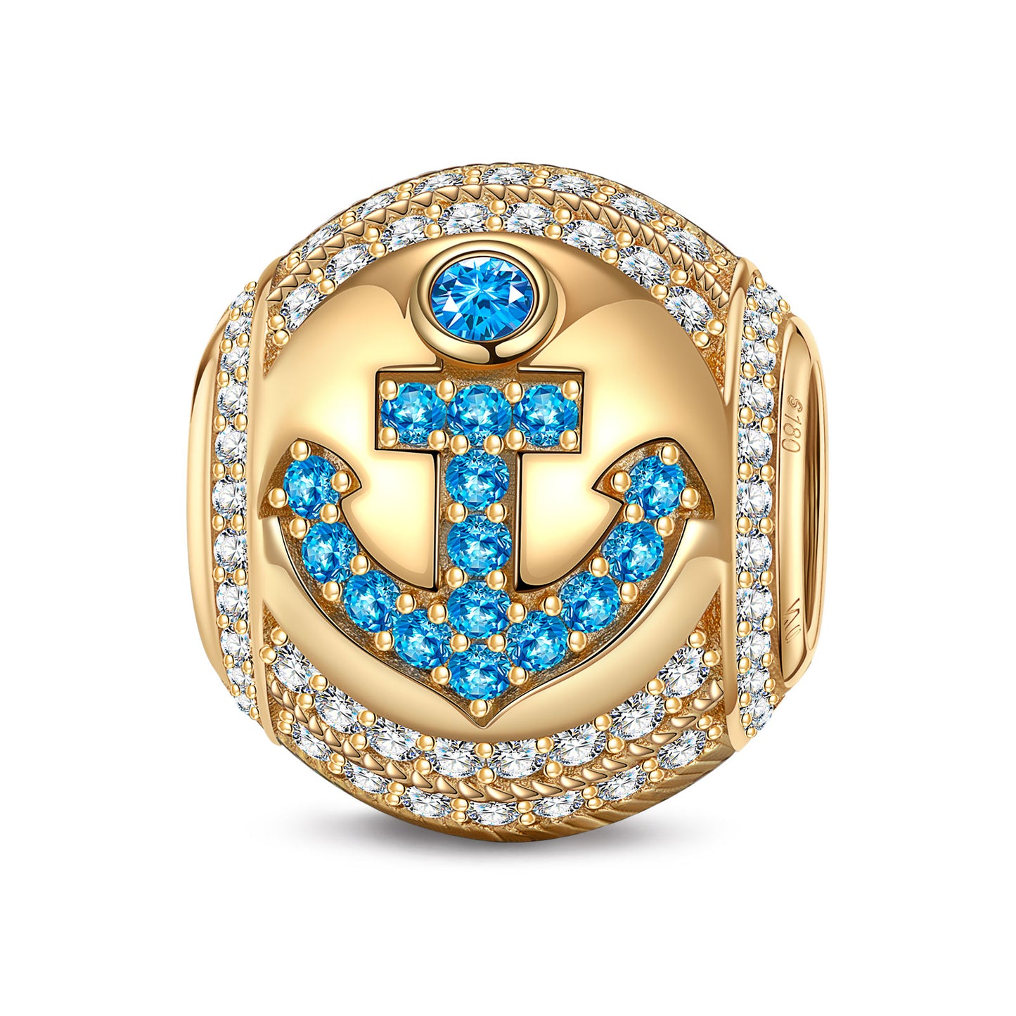 Moonlit Anchor Tarnish-resistant Silver Charms In 14K Gold Plated