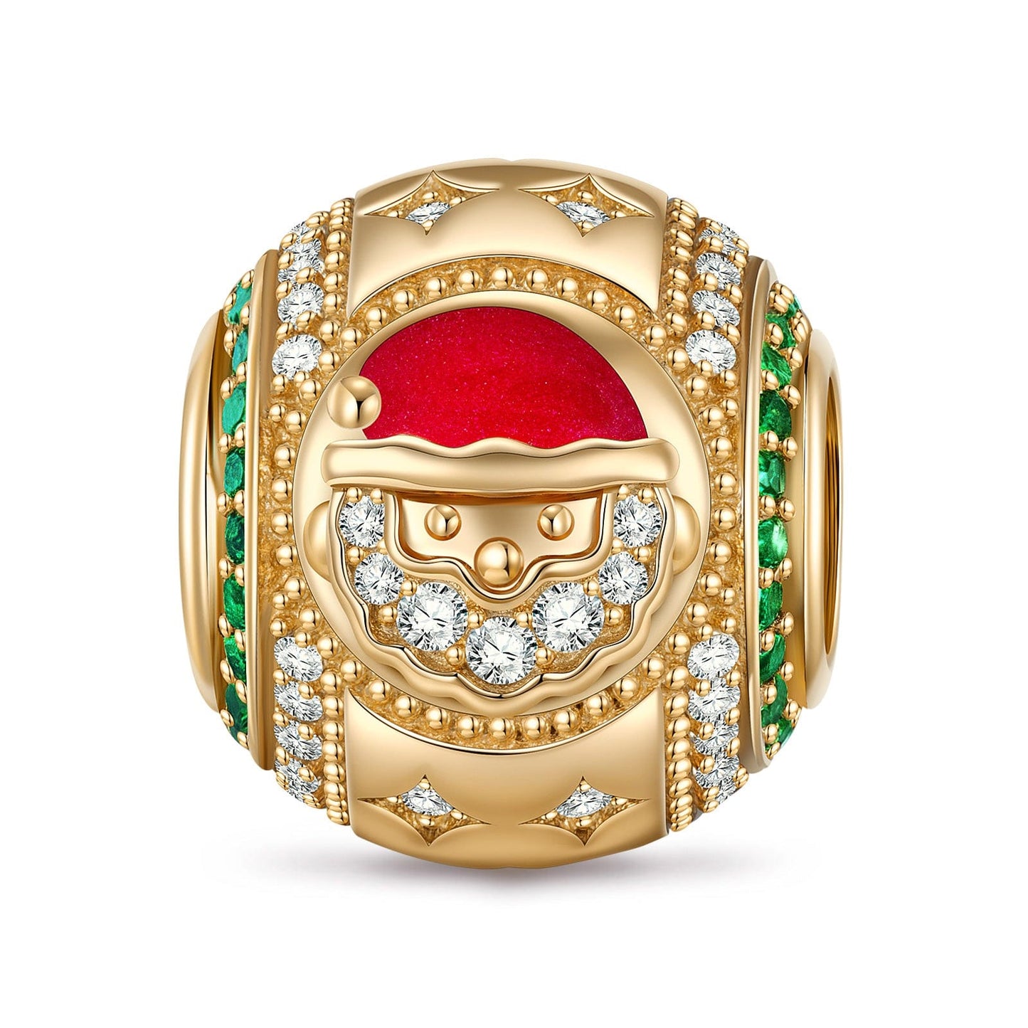 Red-Capped Santa Tarnish-resistant Silver Charms With Enamel In 14K Gold Plated