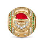 Red-Capped Santa Tarnish-resistant Silver Charms With Enamel In 14K Gold Plated