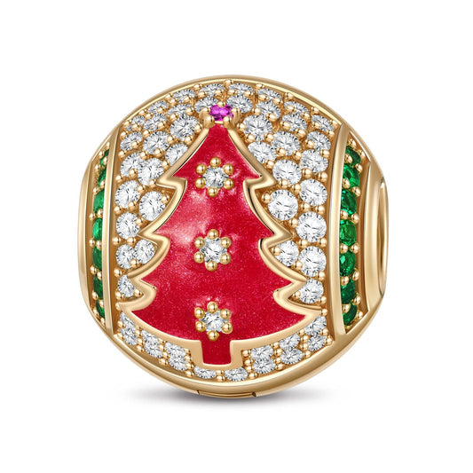 gon- Snow-kissed Christmas Tree Tarnish-resistant Silver Clips With Enamel In 14K Gold Plated