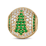 Snow-kissed Christmas Tree Tarnish-resistant Silver Clips With Enamel In 14K Gold Plated