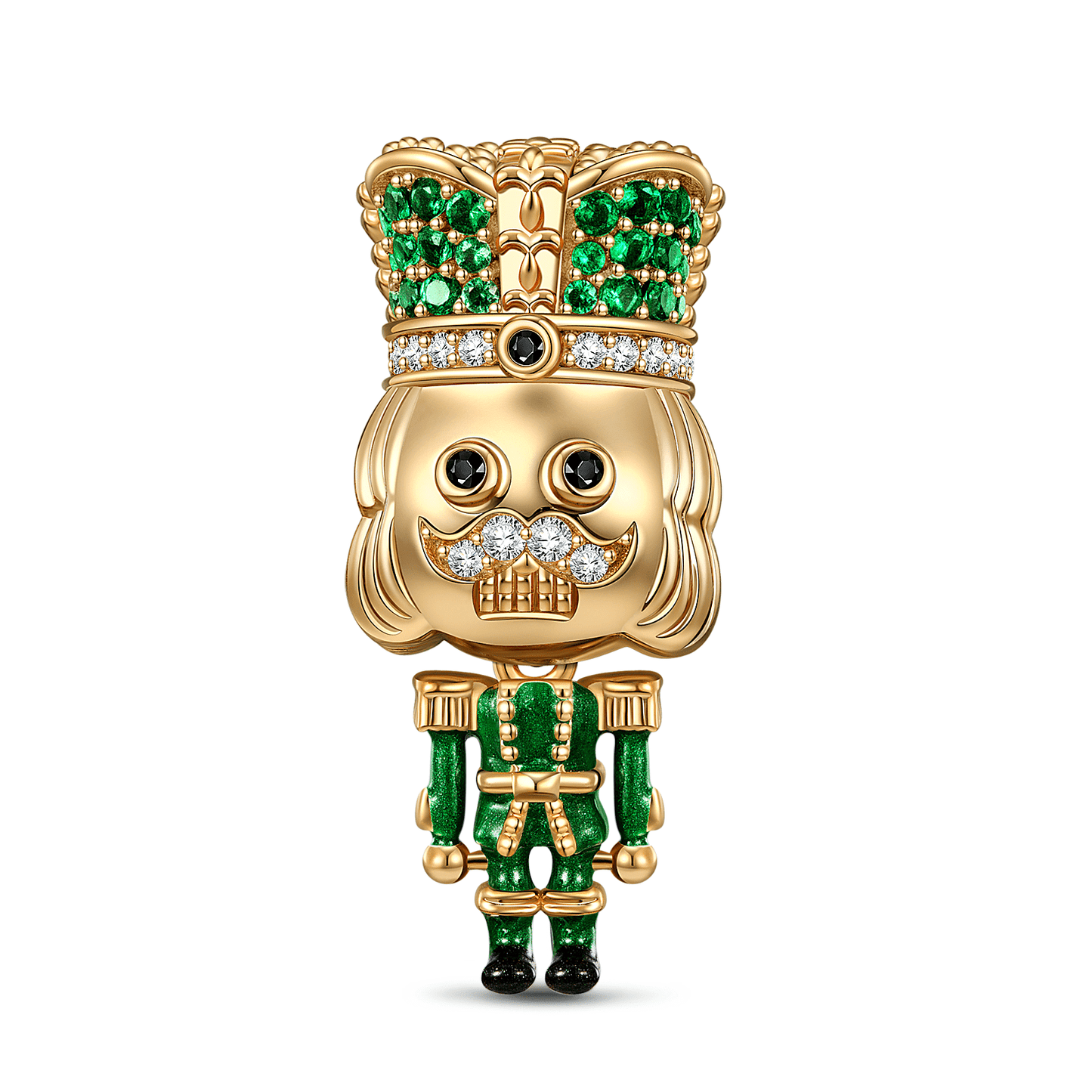 Green Nutcrackers Tarnish-resistant Silver Charms With Enamel In 14K Gold Plated