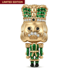 Green Nutcrackers Tarnish-resistant Silver Charms With Enamel In 14K Gold Plated
