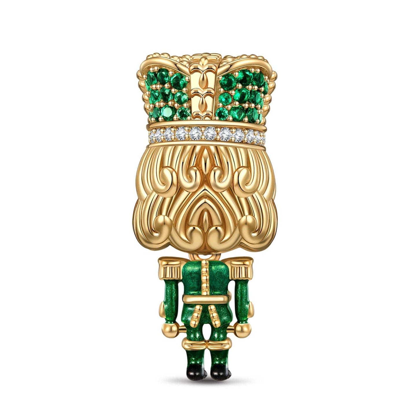 Green Nutcrackers Tarnish-resistant Silver Charms With Enamel In 14K Gold Plated