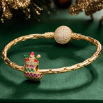 Santa's Surprise Stocking Tarnish-resistant Silver Charms With Enamel In 14K Gold Plated