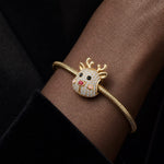 Adorable Reindeer Tarnish-resistant Silver Charms With Enamel In 14K Gold Plated