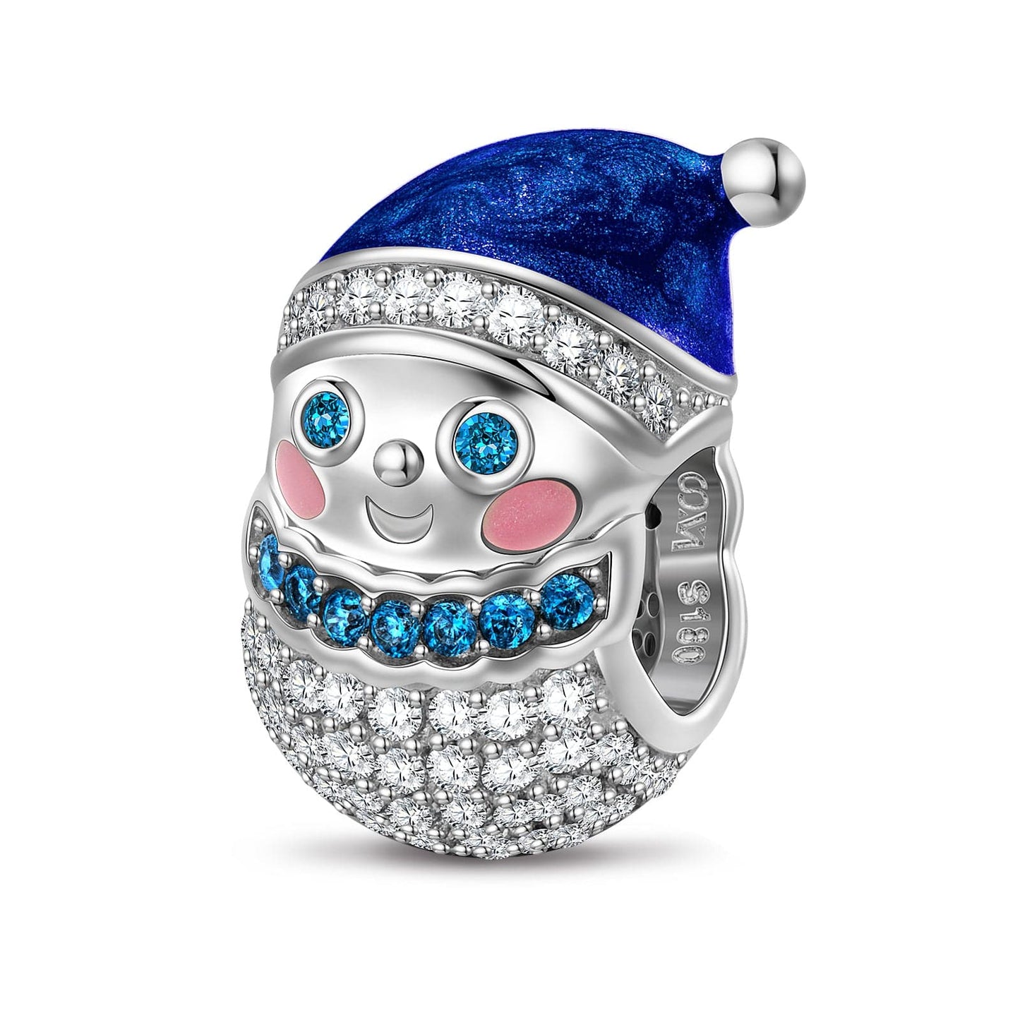 Cutie Snowman Tarnish-resistant Silver Charms With Enamel In White Gold Plated