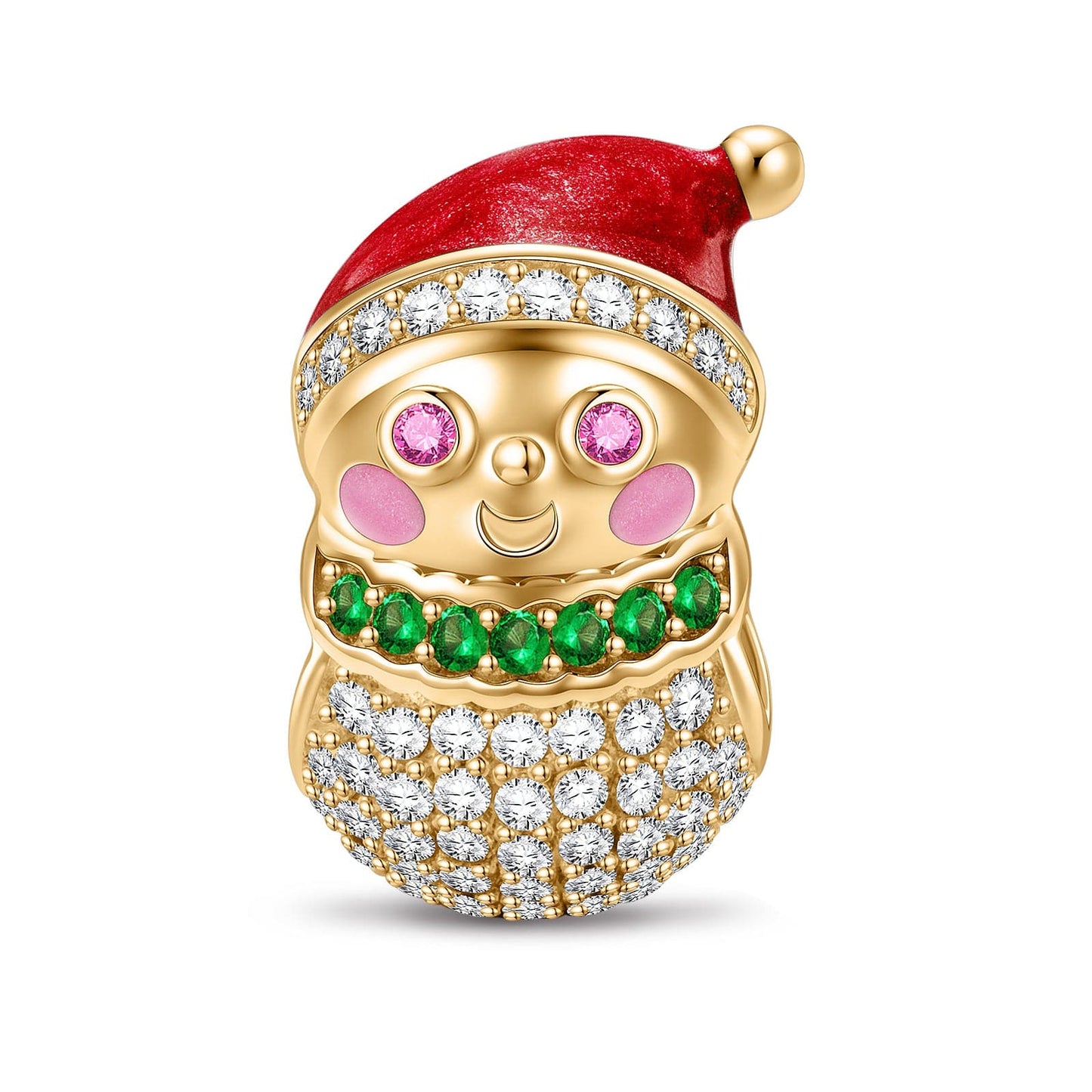 Cutie Snowman Tarnish-resistant Silver Charms With Enamel In 14K Gold Plated