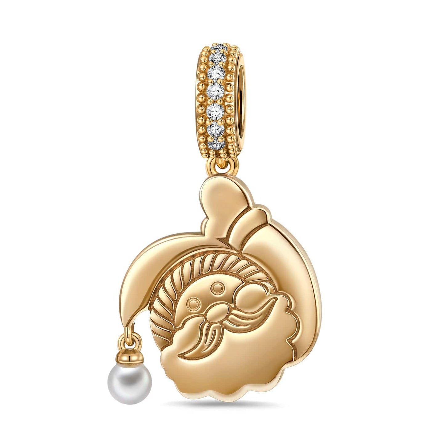 Greetings, Santa Tarnish-resistant Silver Dangle Charms With Enamel In 14K Gold Plated