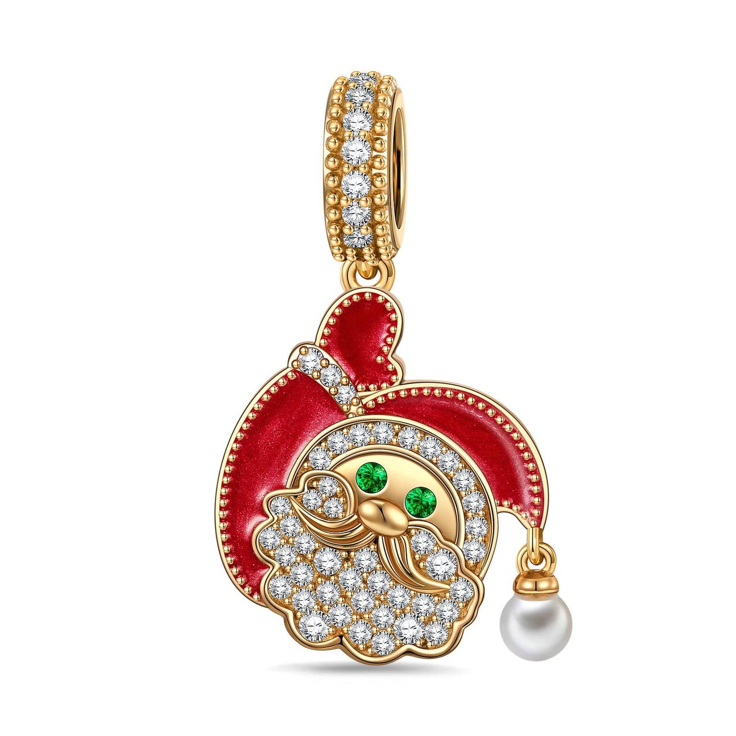 Greetings, Santa Tarnish-resistant Silver Dangle Charms With Enamel In 14K Gold Plated