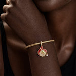 Greetings, Santa Tarnish-resistant Silver Dangle Charms With Enamel In 14K Gold Plated