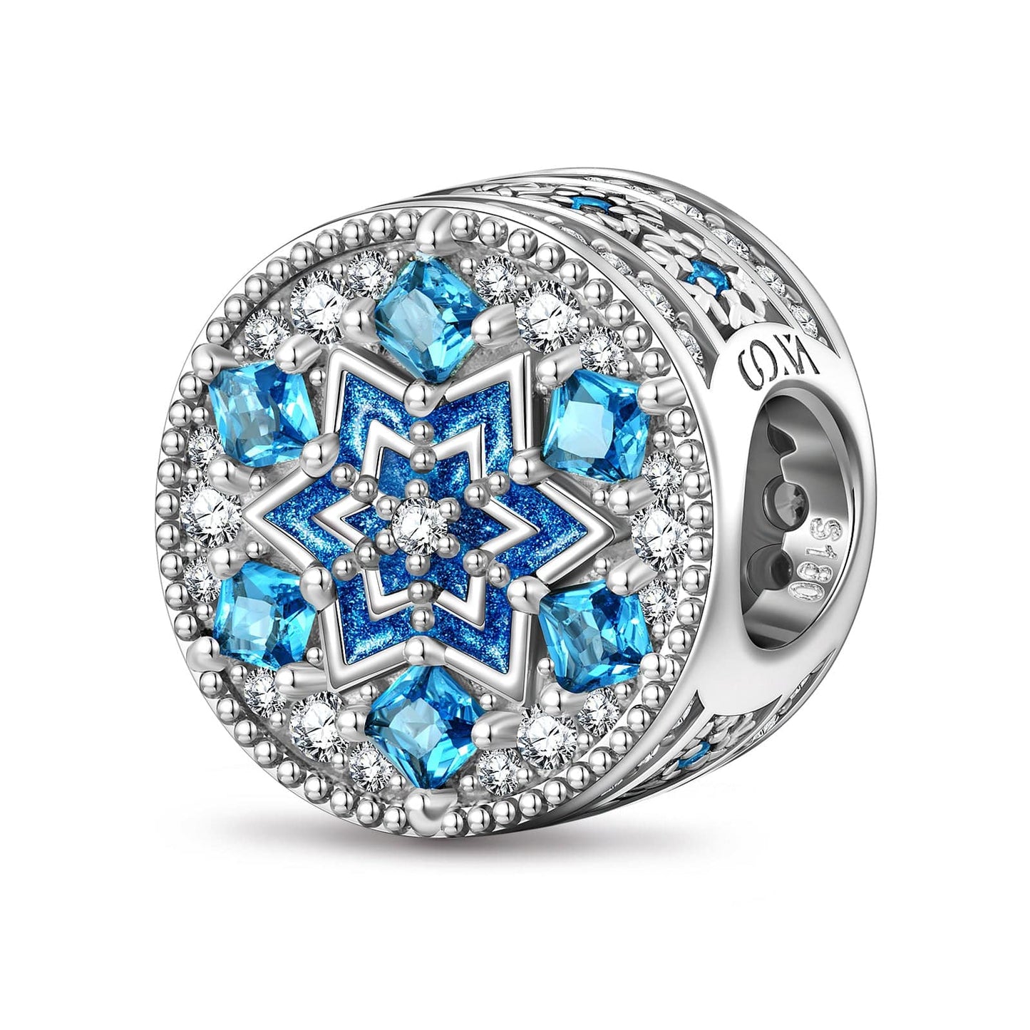 Crystaline Snowflake Tarnish-resistant Silver Charms In White Gold Plated