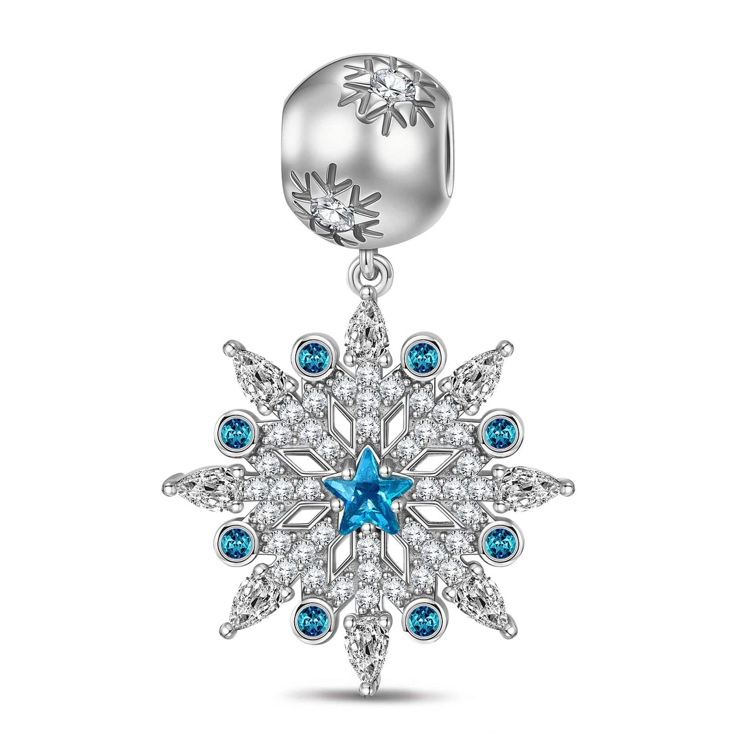 Dreamlike Snowflake Tarnish-resistant Silver Dangle Charms In White Gold Plated