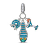 Summer Splendor Tarnish-resistant Silver Charms With Enamel In White Gold Plated