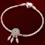 Gorgeous Dreamcatcher Tarnish-resistant Silver Dangle Charms In White Gold Plated