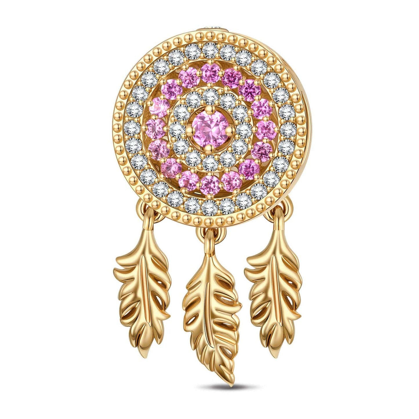 Gorgeous Dreamcatcher Tarnish-resistant Silver Dangle Charms In 14K Gold Plated