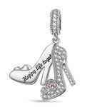 Glamourous High Heels Tarnish-resistant Silver Dangle Charms In White Gold Plated