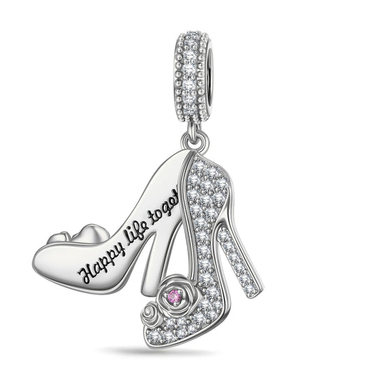 gon- Glamourous High Heels Tarnish-resistant Silver Dangle Charms In White Gold Plated