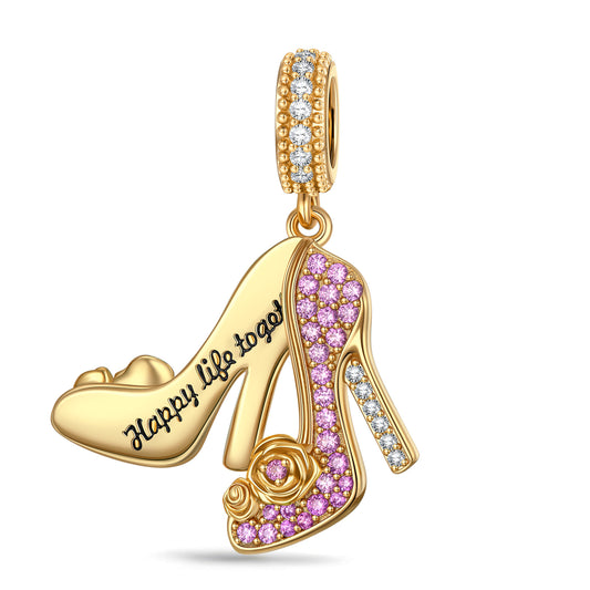 gon- Glamourous High Heels Tarnish-resistant Silver Dangle Charms In 14K Gold Plated