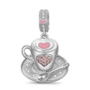 My Coffee Time Tarnish-resistant Silver Dangle Charms With Enamel In White Gold Plated