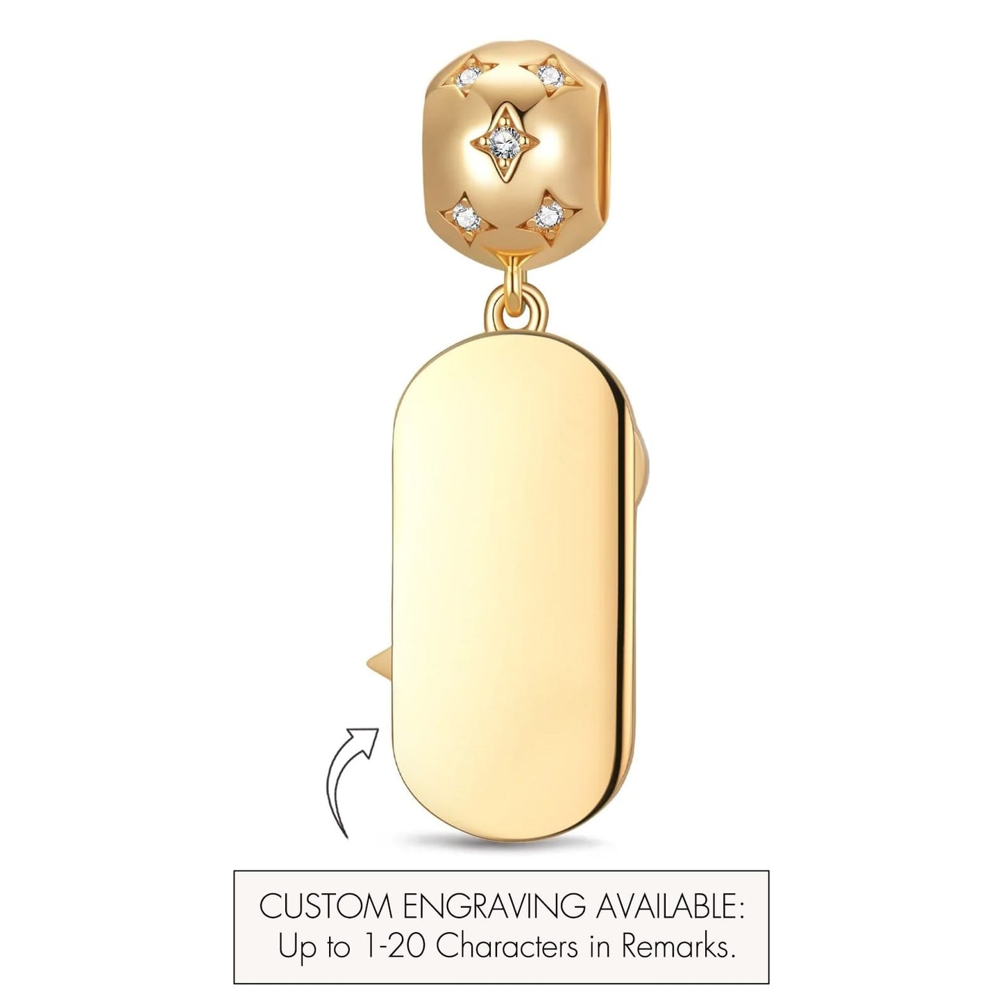 Customizable Engraving Stardust Tarnish-resistant Silver Dangle Charms In 14K Gold Plated