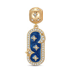 Blue Stardust Tarnish-resistant Silver Dangle Charms With Enamel In 14K Gold Plated