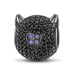 Purple-Eyed Cat Tarnish-resistant Silver Charms With Enamel In Gunmetal Plating