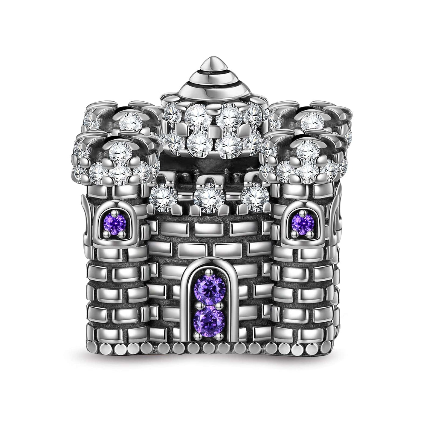 Sterling Silver Enigmatic Castle Charms In Blackened 925 Sterling silver Plated