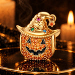 Cowboy Pumpkin Tarnish-resistant Silver Charms With Enamel In 14K Gold Plated