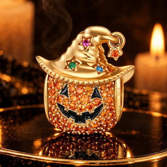 gona- Cowboy Pumpkin Tarnish-resistant Silver Charms With Enamel In 14K Gold Plated