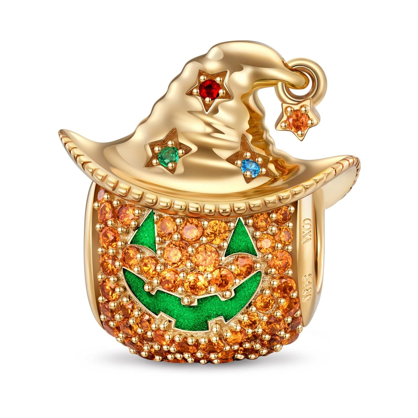 Cowboy Pumpkin Tarnish-resistant Silver Charms With Enamel In 14K Gold Plated
