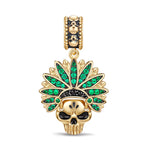 Samba Skull Tarnish-resistant Silver Dangle Charms With Enamel In 14K Gold Plated