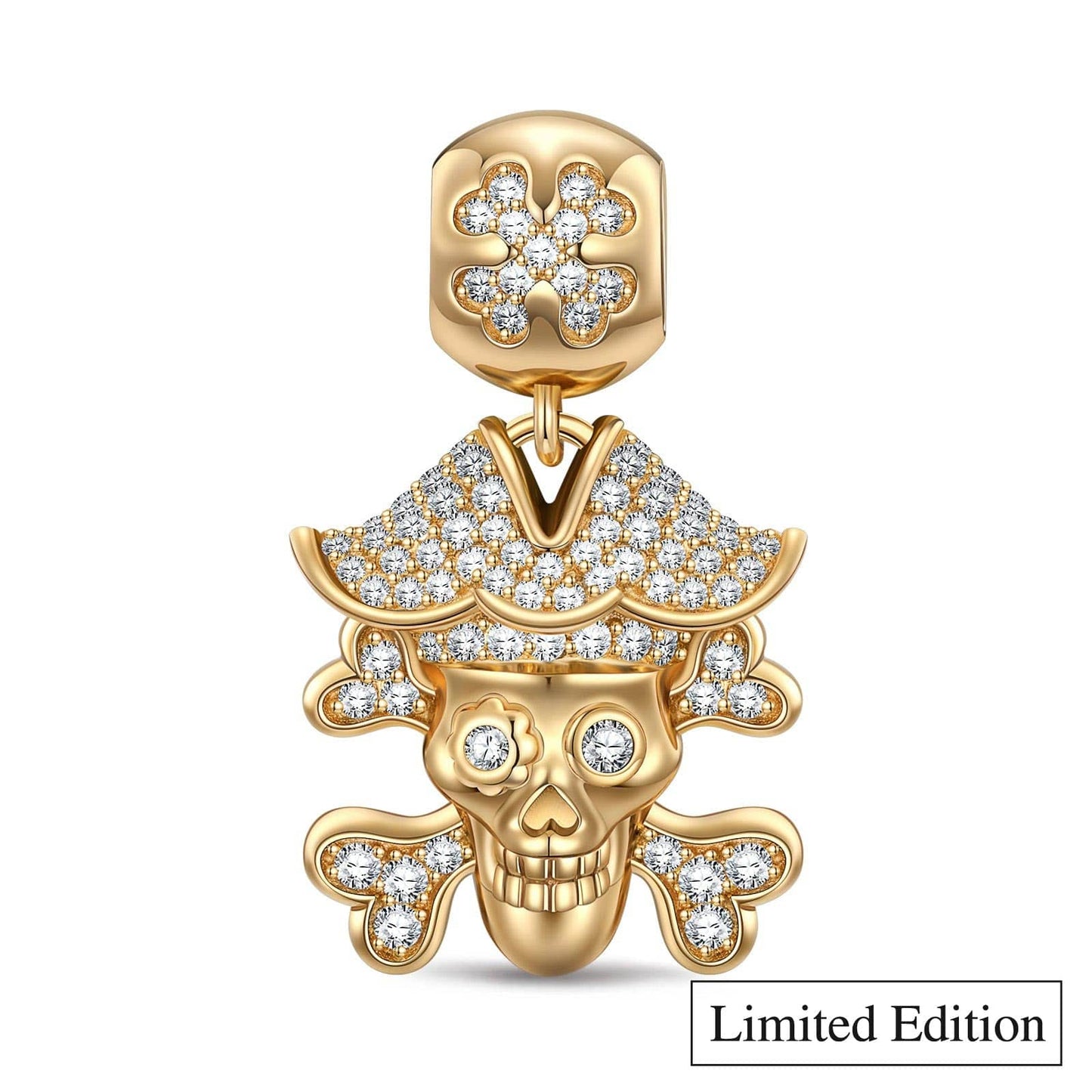 Limited Edition Flash Sale: Pirate Skull Tarnish-resistant Silver Dangle Charms In 14K Gold Plated