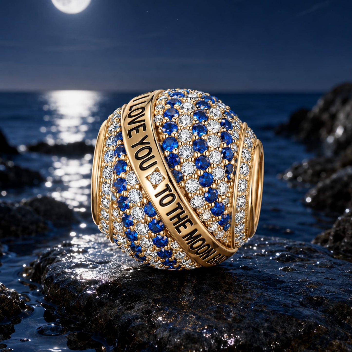 I LOVE U TO THE MOON & BACK Endless Celestial Tarnish-resistant Silver Charms In 14K Gold Plated